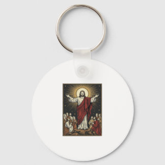 Klassieke Jezus Stralende Glorie Christelijke Grav Sleutelhanger