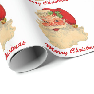 Klassieke Jolly Santa Claus Face Aangepast kerstfe Cadeaupapier