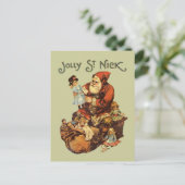 Klassieke Jolly St. Nick Feestdagenkaart (Staand voorkant)