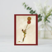 Klassieke jongen met rode ballonnen op een verjaar briefkaart (Staand voorkant)