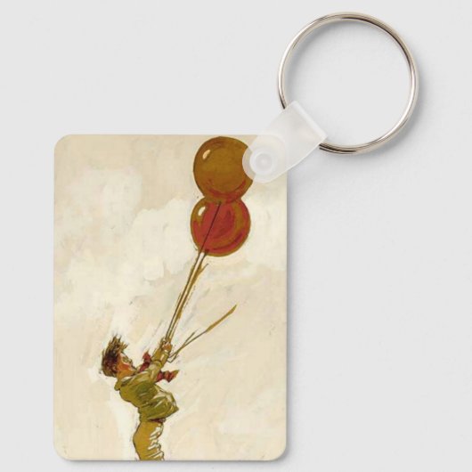 Klassieke jongen met rode ballonnen op een verjaar sleutelhanger (Achterkant)