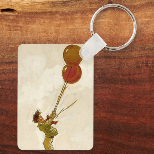 Klassieke jongen met rode ballonnen op een verjaar sleutelhanger (Achterkant)