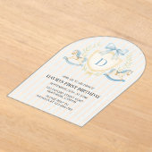 Klassieke Jongen Met Schommelpaard Eerste Verjaard Acryl Uitnodigingen (Laagn)