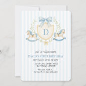 Klassieke Jongen Met Schommelpaard Eerste Verjaard Kaart (Voorkant)