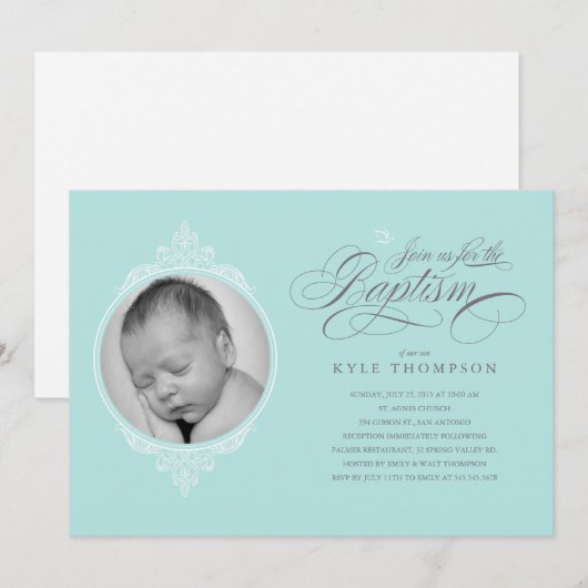 Klassieke Jongensdoop Fotouitnodigingen Kaart (Voorkant / Achterkant)