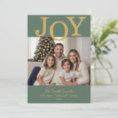 Klassieke "Joy" kerstvakantie fotokaart Feestdagenkaart (Staand voorkant)