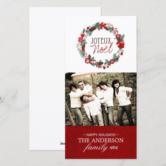 Klassieke Joyeux Noel-fotokaart Feestdagenkaart (Voorkant / Achterkant)