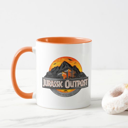 Klassieke Jurassic Outpost Logo Mok (Met donut)