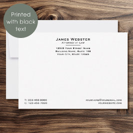 Klassieke Juridische & Professionele Attorney Zwar Notitiekaartje