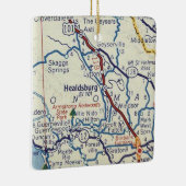 Klassieke kaart van Healdsburg CA Keramisch Ornament (Rechts)