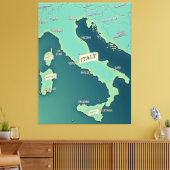 Klassieke kaart van Italië Canvas Afdruk (Insitu (Woonkamer))