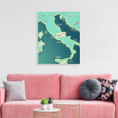 Klassieke kaart van Italië Canvas Afdruk (Insitu (Woonkamer))