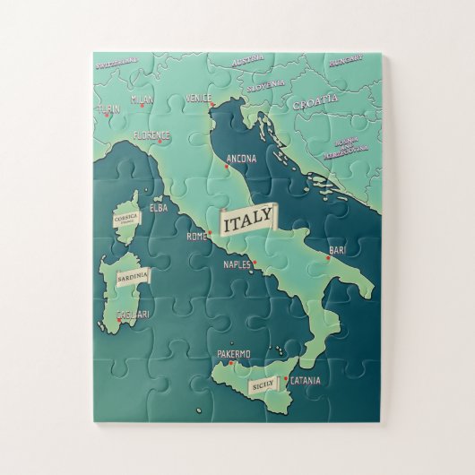 Klassieke kaart van Italië Legpuzzel (Verticaal)