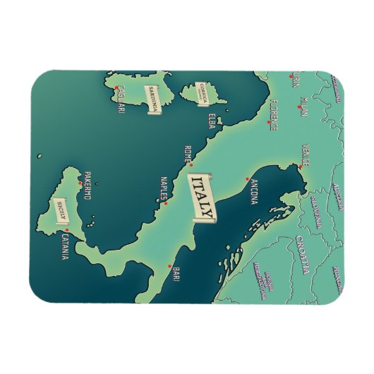 Klassieke kaart van Italië Magneet (Horizontaal)