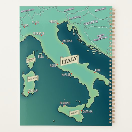 Klassieke kaart van Italië Planner (Achterkant)