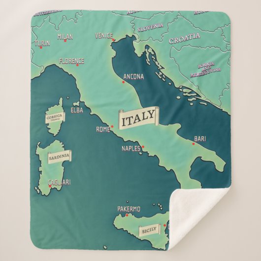 Klassieke kaart van Italië Sherpa Deken (Voorkant)