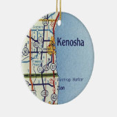 Klassieke Kaart van Kenosha Keramisch Ornament (Rechts)
