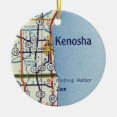 Klassieke Kaart van Kenosha Keramisch Ornament (Voorkant)