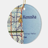 Klassieke Kaart van Kenosha Keramisch Ornament (Links)