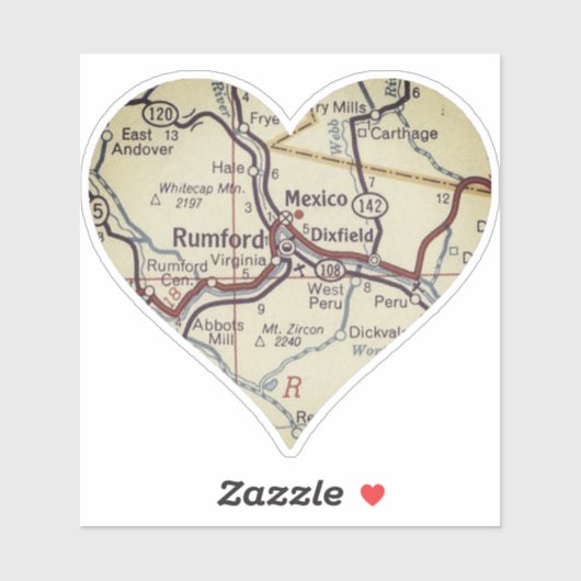 Klassieke kaart van Rumford Maine Sticker (Vel)