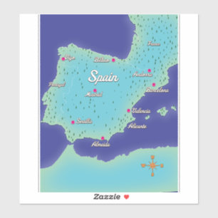 Klassieke kaart van Spanje Sticker