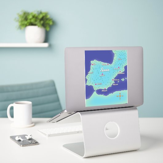 Klassieke kaart van Spanje Sticker (Laptop op bureau)