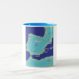Klassieke kaart van Spanje Tweekleurige Koffiemok