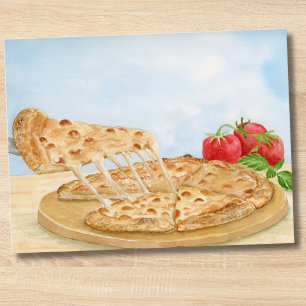 Klassieke Kaas Pizza Aquarel Briefkaart