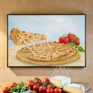 Klassieke Kaas Pizza Aquarel Perfect Poster