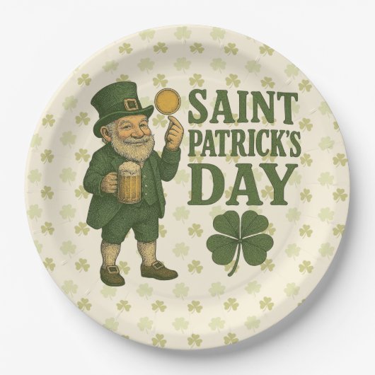 Klassieke kabouter St. Patrick's Day  Papieren Bordje (Voorkant)