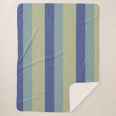 Klassieke kaki en twee blues gestreept patroon sherpa deken (Voorkant)