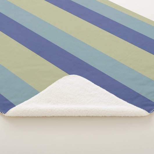 Klassieke kaki en twee blues gestreept patroon sherpa deken (3/4)