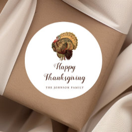 Klassieke kalkoen fijne thanksgiving ronde sticker