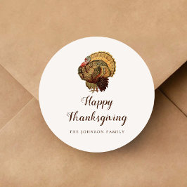 Klassieke kalkoen fijne Thanksgiving Ronde Sticker