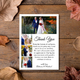Klassieke kalligrafie 4 foto's Fall Wedding Bedankkaart