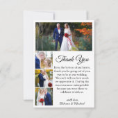 Klassieke kalligrafie 4 foto's Fall Wedding Bedankkaart (Voorkant)