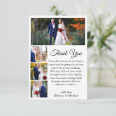 Klassieke kalligrafie 4 foto's Fall Wedding Bedankkaart (Staand voorkant)