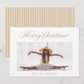 Klassieke kalligrafie belettering kerstfoto feestdagenkaart (Voorkant / Achterkant)