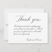 Klassieke kalligrafie bruiloft bedankkaart (Voorkant)