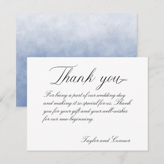 Klassieke kalligrafie bruiloft bedankkaart (Voorkant / Achterkant)