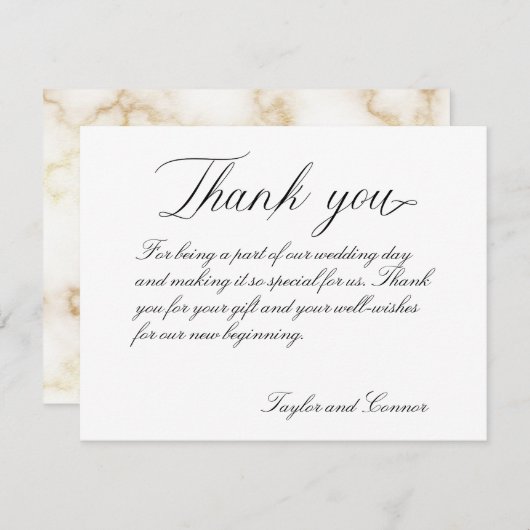 Klassieke kalligrafie bruiloft Hartelijk dank Bedankkaart (Voorkant / Achterkant)