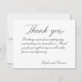 Klassieke kalligrafie bruiloft Hartelijk dank Bedankkaart (Voorkant)
