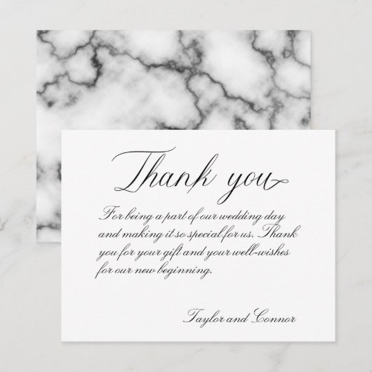 Klassieke kalligrafie bruiloft Hartelijk dank Bedankkaart (Voorkant / Achterkant)