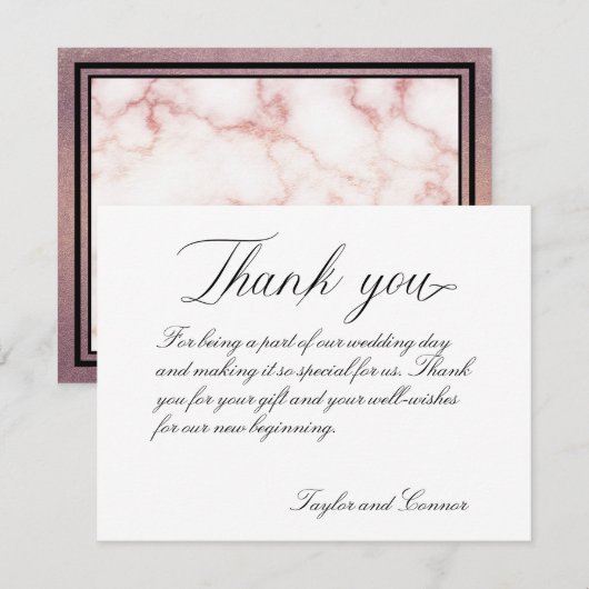 Klassieke kalligrafie bruiloft Hartelijk dank Bedankkaart (Voorkant / Achterkant)