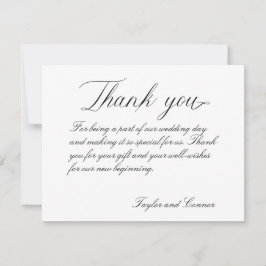 Klassieke kalligrafie bruiloft Hartelijk dank Bedankkaart