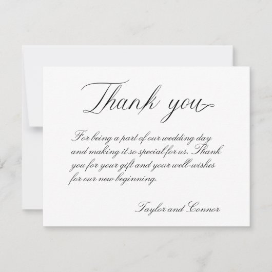 Klassieke kalligrafie bruiloft Hartelijk dank Bedankkaart (Voorkant)
