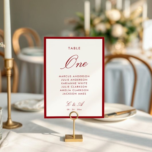 Klassieke kalligrafie Deep Red Old Money Kaart