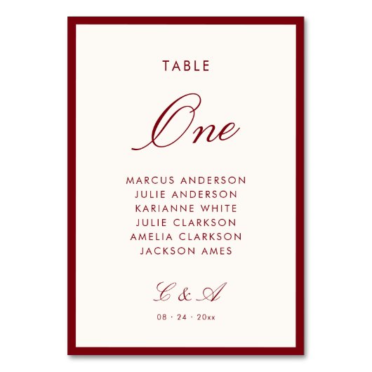 Klassieke kalligrafie Deep Red Old Money Kaart (Voorkant)