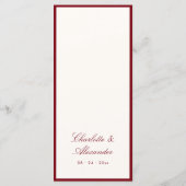 Klassieke kalligrafie Deep Red Old Money Menu (Achterkant)