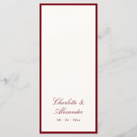 Klassieke kalligrafie Deep Red Old Money Menu (Achterkant)